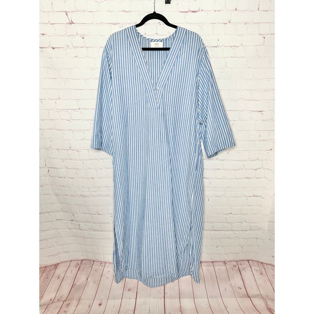 Xirena x Hampden Blue White Stripe Caftan Dress Womens Large Resort Coverup